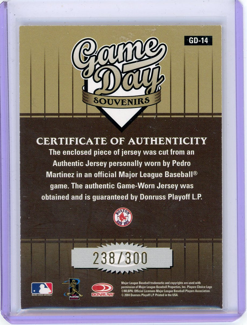 Pedro Martinez 2004 Donruss Studio Game Day Souvenirs Jersey Relic 