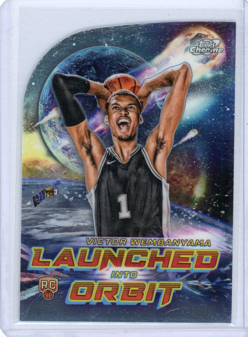 Victor Wembanyama 2024 Topps Chrome Cosmic Launched into Orbit die-cut rookie card