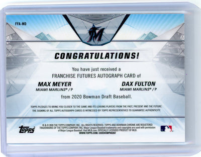 Max Meyer Dax Fulton 2020 Bowman Chrome Franchise Futures dual autograph #'d 67/99