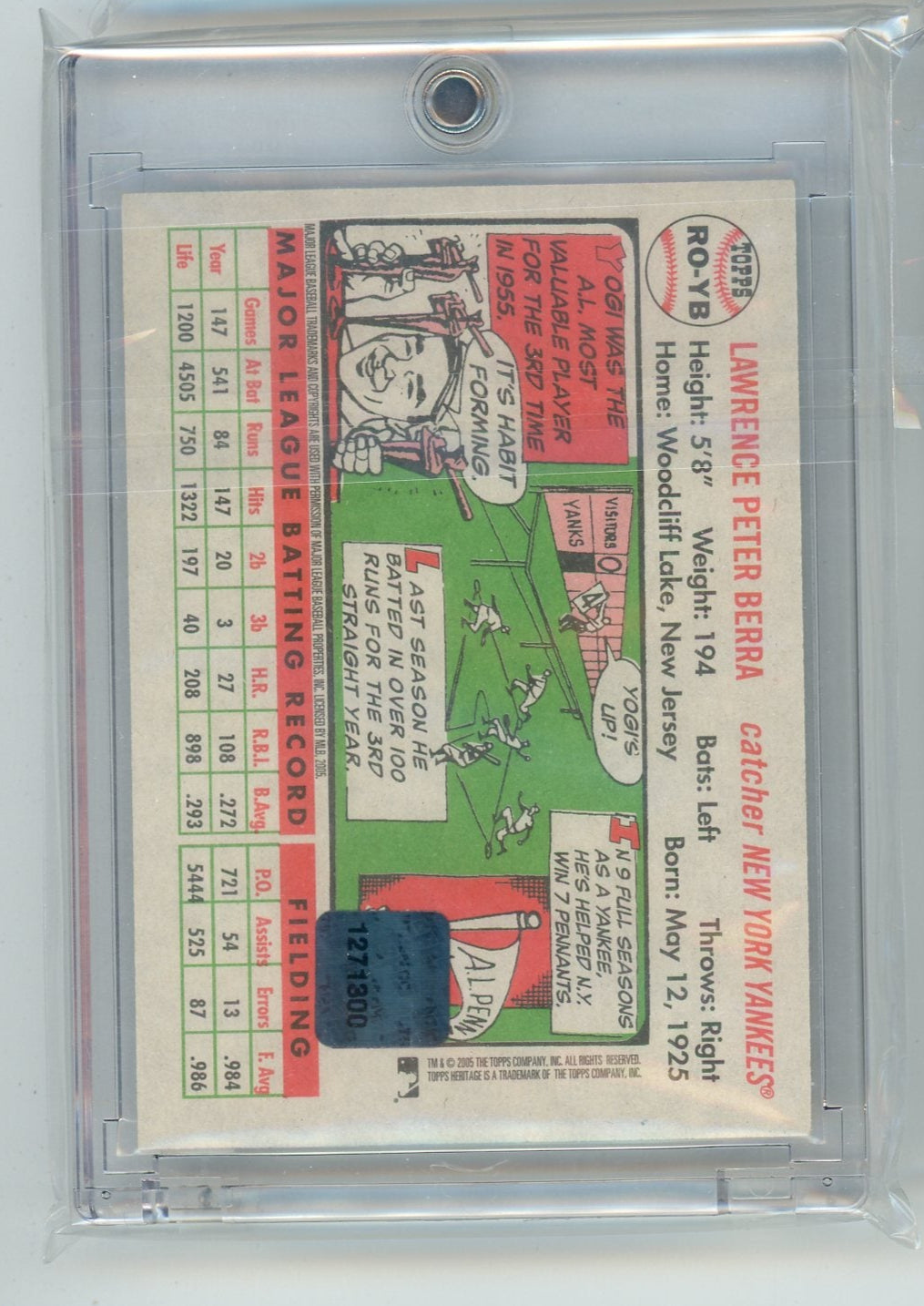 Yogi Berra 2005 Topps Heritage Real One Autograph