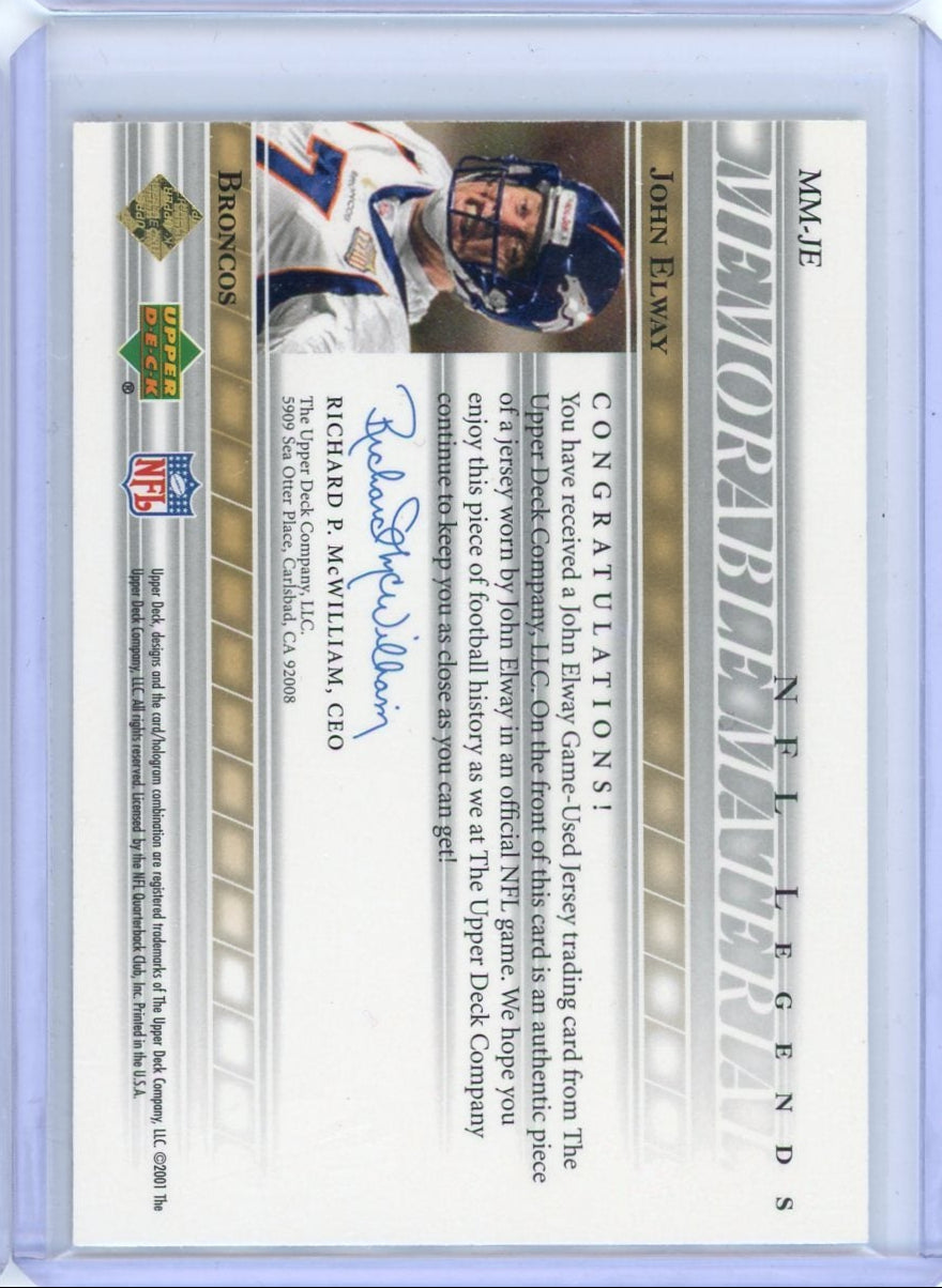 John Elway 2001 Upper Deck Memorable Materials Patch