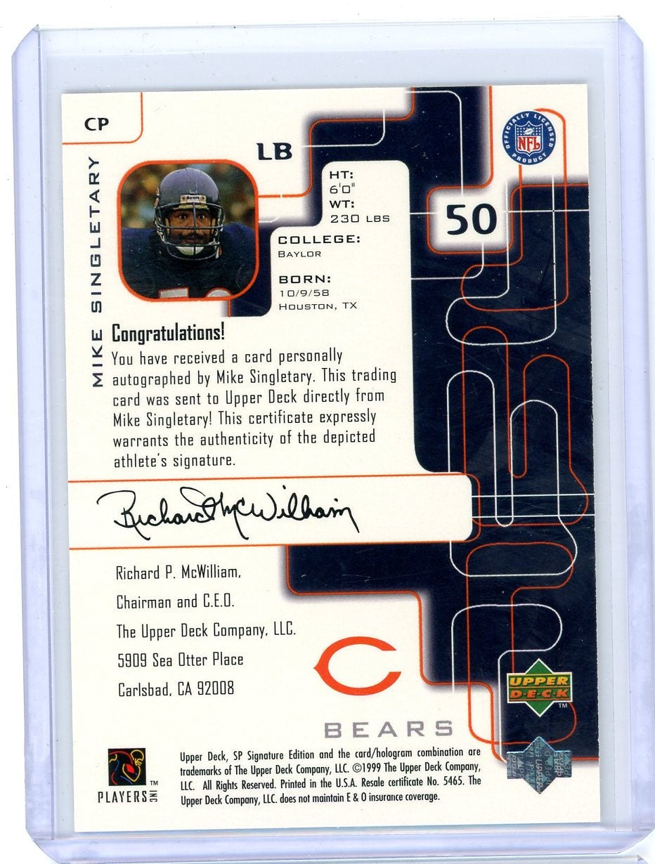 Mike Singletary 1999 Upper Deck SP Signature Edition Auto