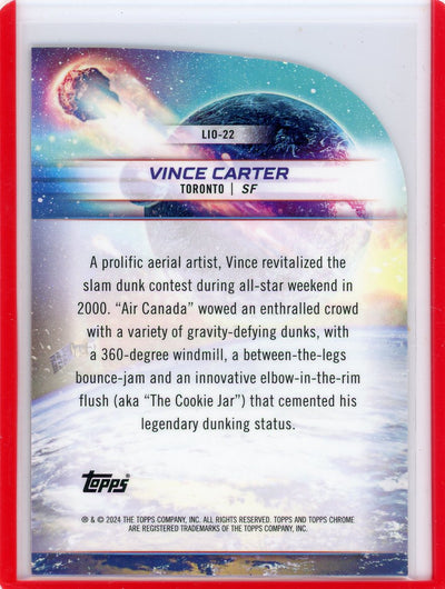 Vince Carter 2024 Topps Chrome Cosmic Launched into Orbit die-cut orange galactic ref. #'d 10/25