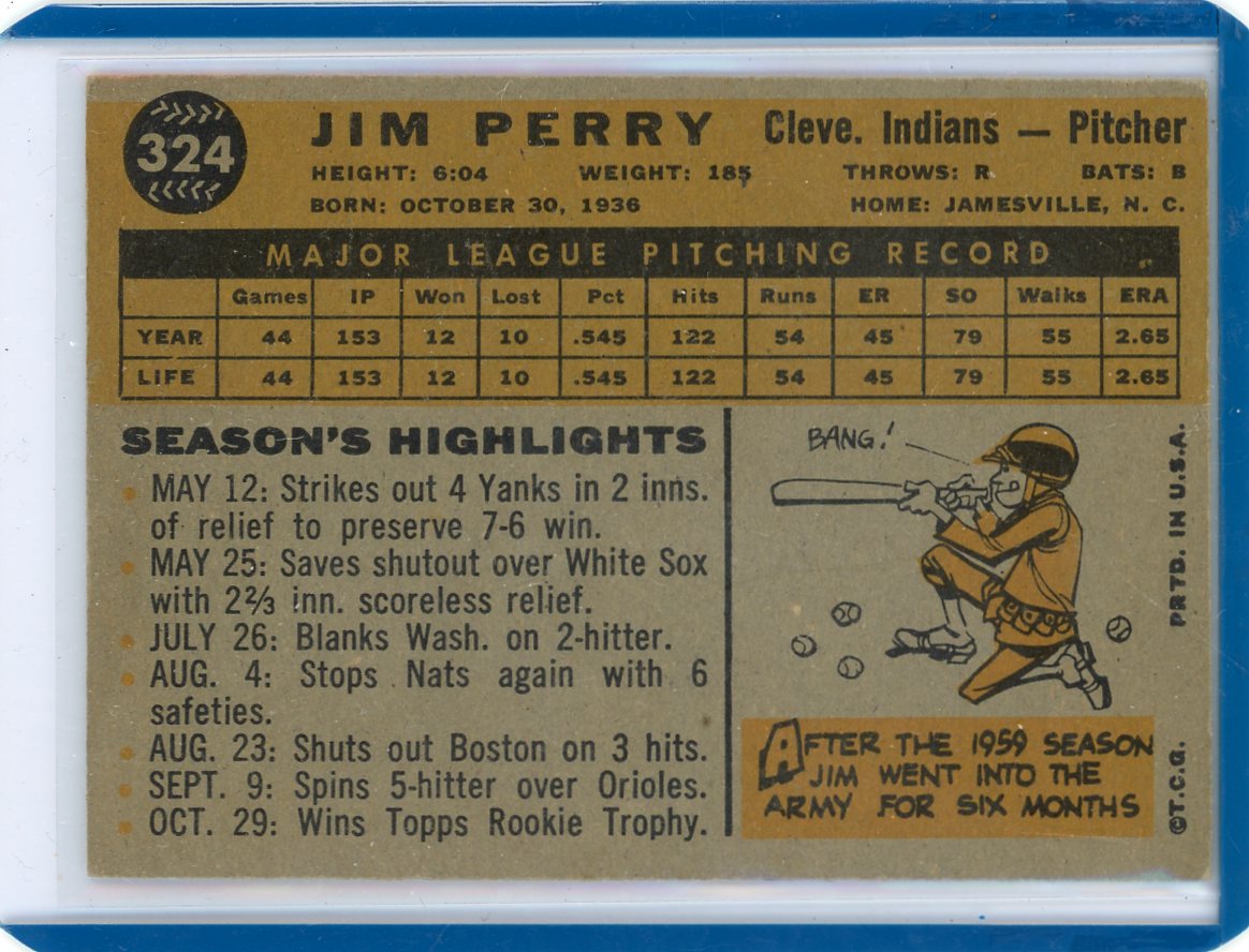 Jim Perry 1960 Topps #324