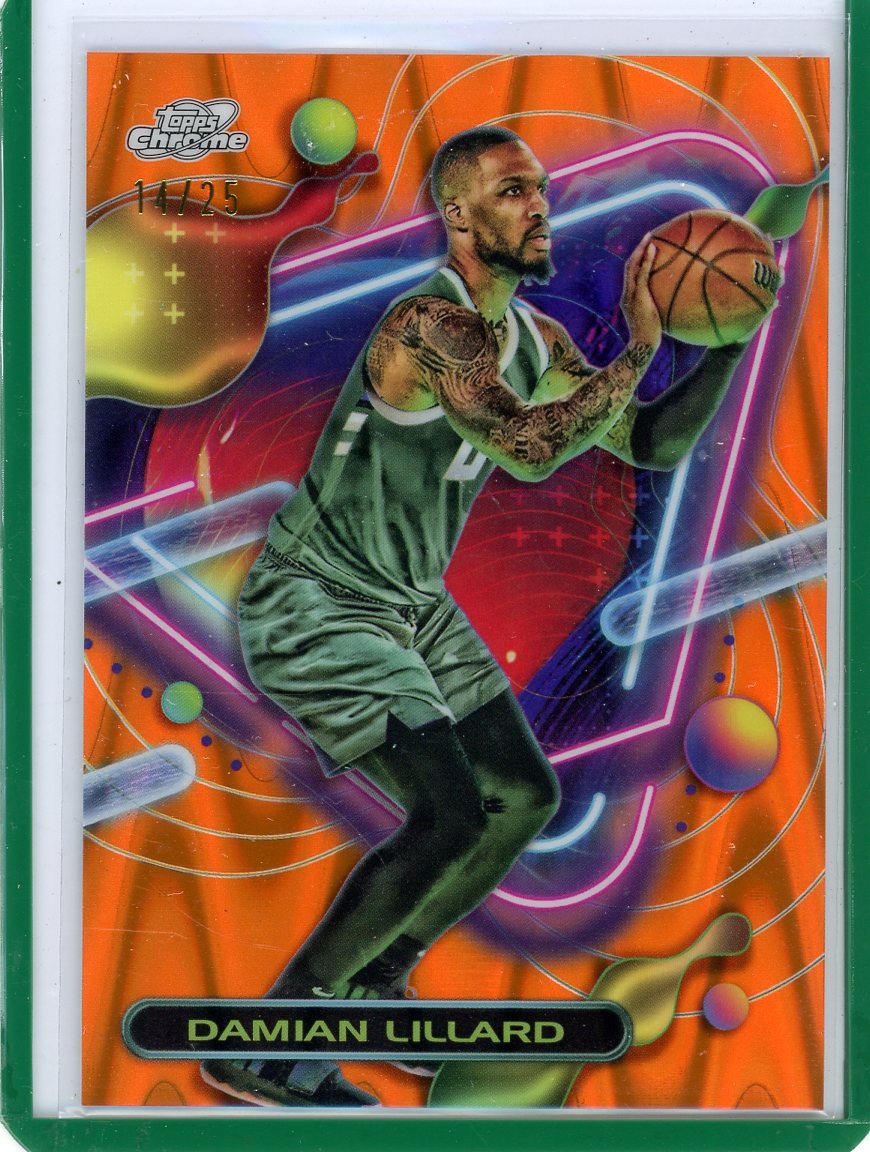 Damian Lillard 2024 Topps Chrome Cosmic orange galactic ref. #'d 14/25