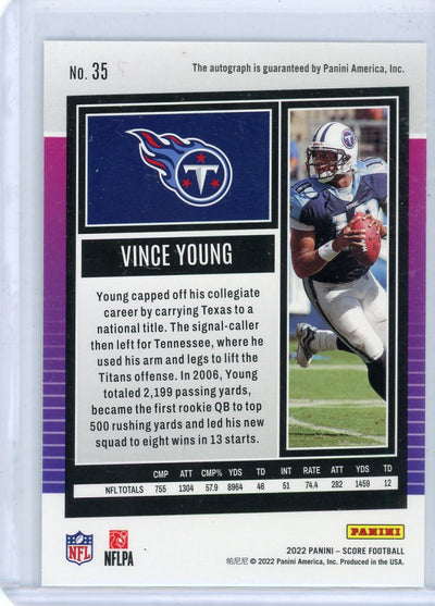 Vince Young 2022 Panini Score autograph