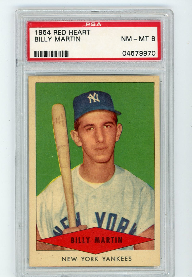 Billy Martin 1954 Red Heart PSA 8