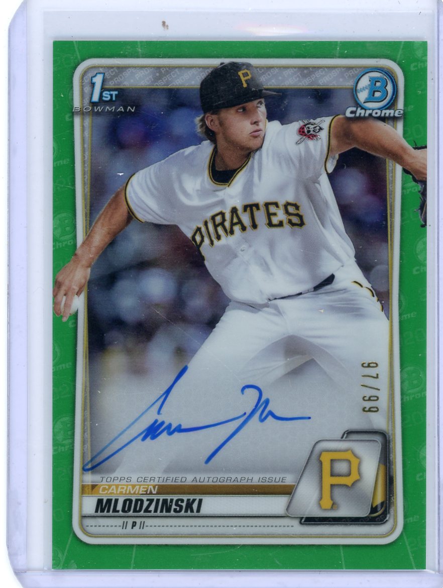 Carmen Mlodzinski 2020 1st Bowman Chrome autograph green refractor #'d 97/99