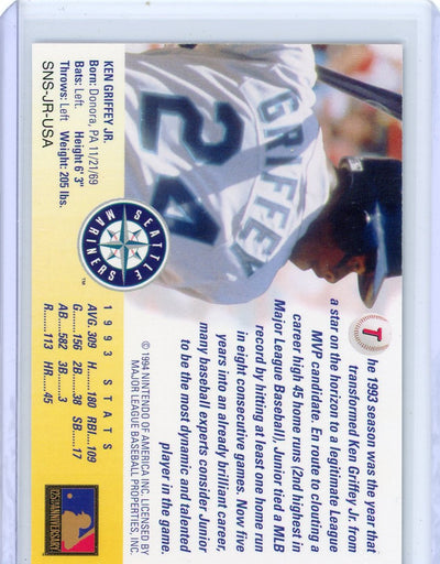 Ken Griffey Jr. 1994 Super Nintendo Silver Signature