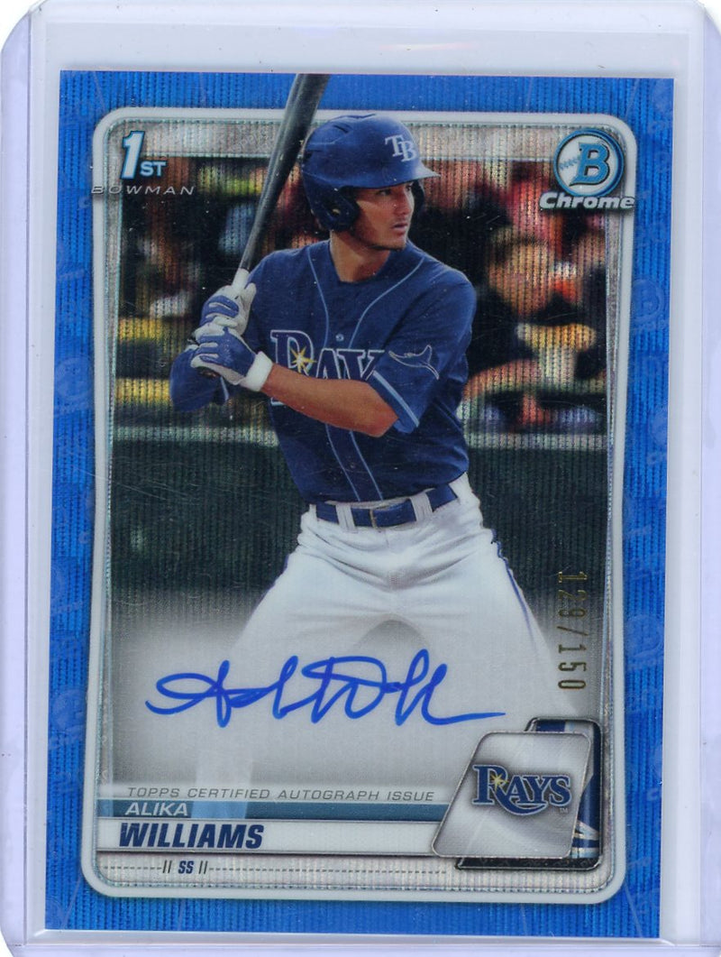 Alika Williams 2020 1st Bowman Chrome blue wave autograph 