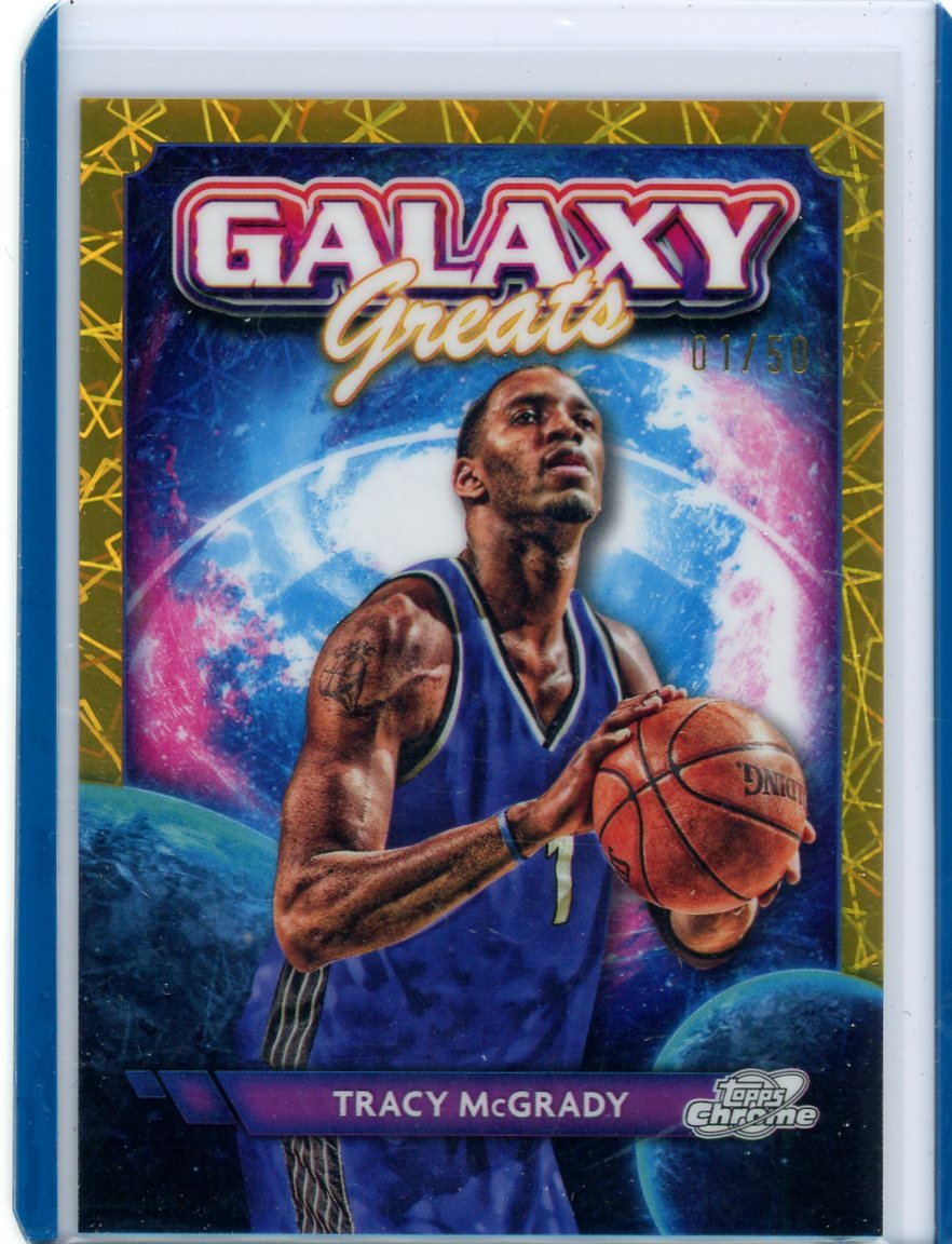 Tracy McGrady 2024 Topps Chrome Cosmic Galaxy Greats gold interstellar ref. #'d 01/50