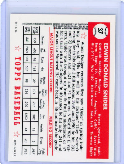 Duke Snider 1996 Topps Chrome 1953 Topps reprint refractor #37