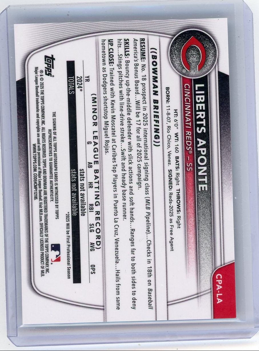 Liberts Aponte 2025 Bowman Chrome 1st Autograph