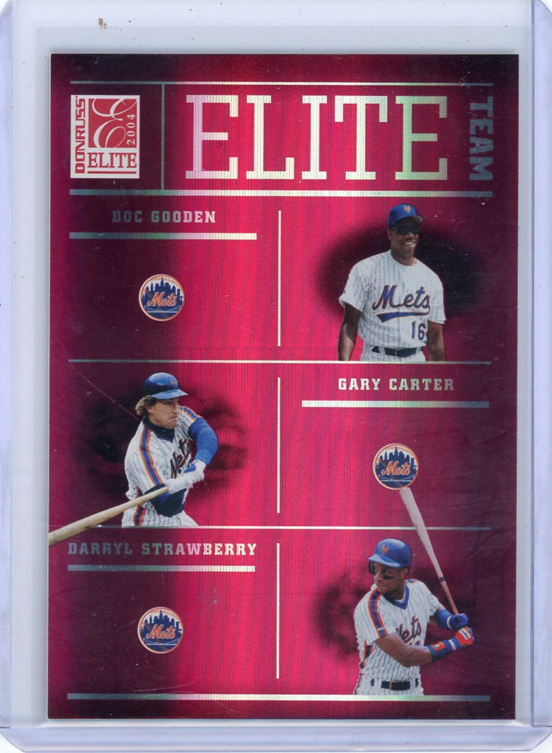 Doc Gooden / Gary Carter / Darryl Strawberry 2004 Donruss Elite Team Mirror Red 