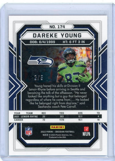 Dareke Young 2022 Panini Spectra Psychedelic prizm rookie card #'d 2/5