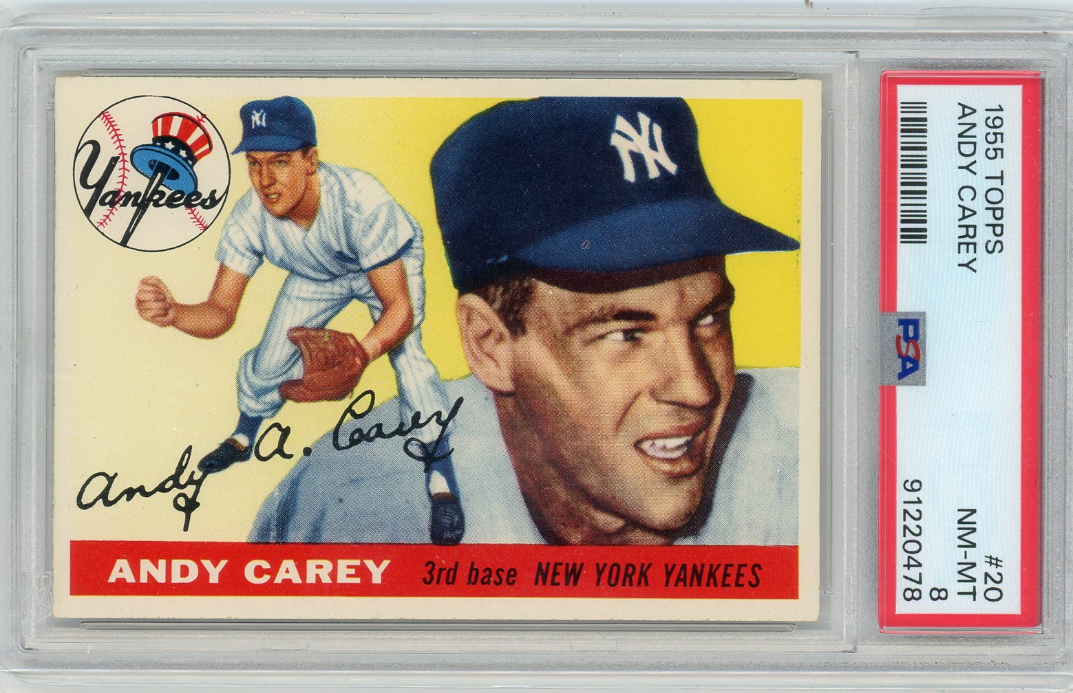 Andy Carey 1955 Topps #20 PSA 8