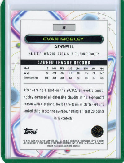 Evan Mobley 2024 Topps Chrome Cosmic green space dust ref. #'d 20/75