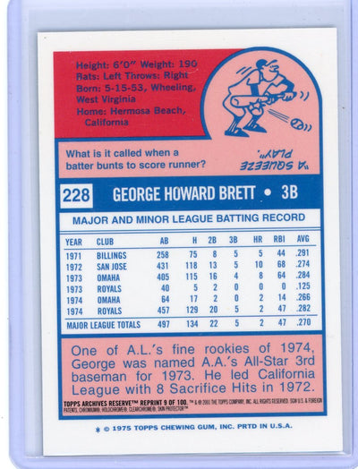 George Brett 1996 Topps Chrome 1975 Topps (RC reprint) refractor #228