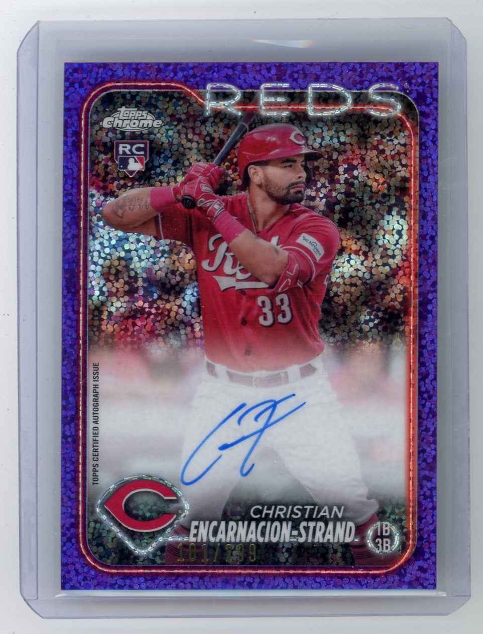Christian Encarnacion-Strand 2024 Topps Chrome Rookie Purple Speckle Autograph #'d 181/299 RC
