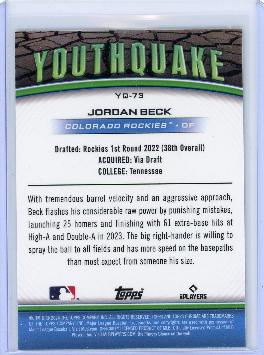 Jordan Beck 2024 Topps Chrome Update Youthquake golf ref. rookie card #'d 12/50