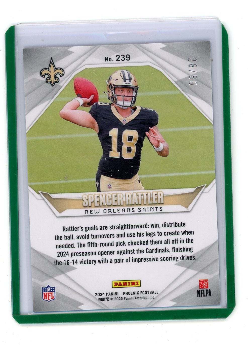 Spencer Rattler 2024 Panini Phoenix Blue #'d 28/50