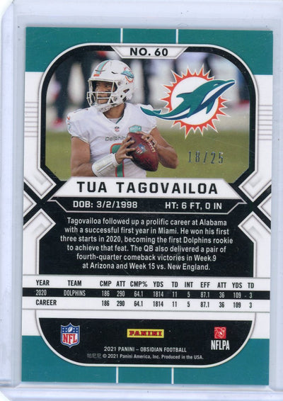 Tua Tagovailoa 2021 Panini Obsidian yellow etch #'d 18/25