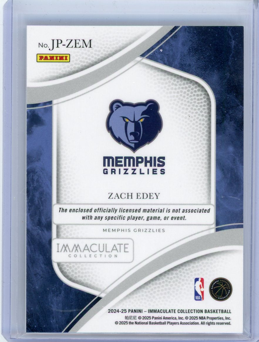 Zach Edey 2024-25 Panini Immaculate Collection Jesey Number Patch #'d 31/50