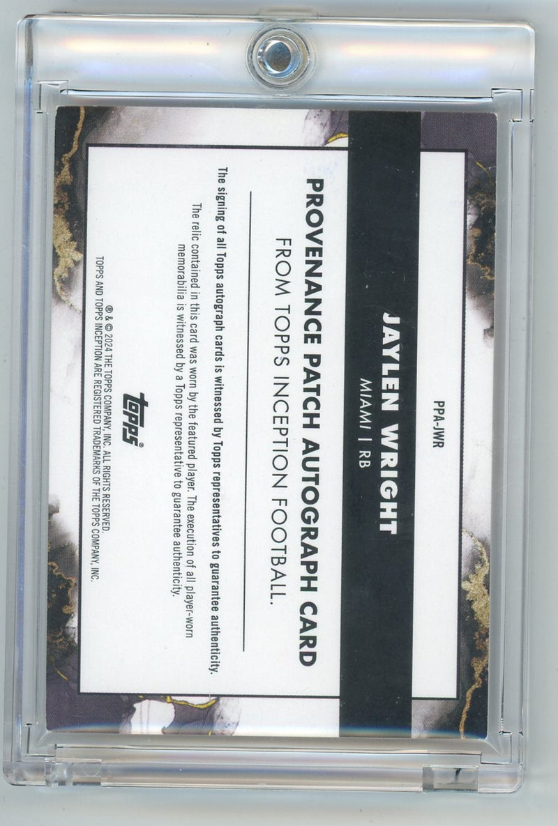 Jaylen Wright 2024 Topps Inception Provenance Patch Autograph 