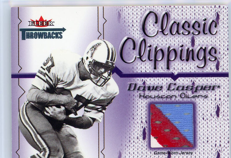 Dave Casper 2002 Fleer Throwbacks Classic Clippings 3-color auth. game-used jersey relic