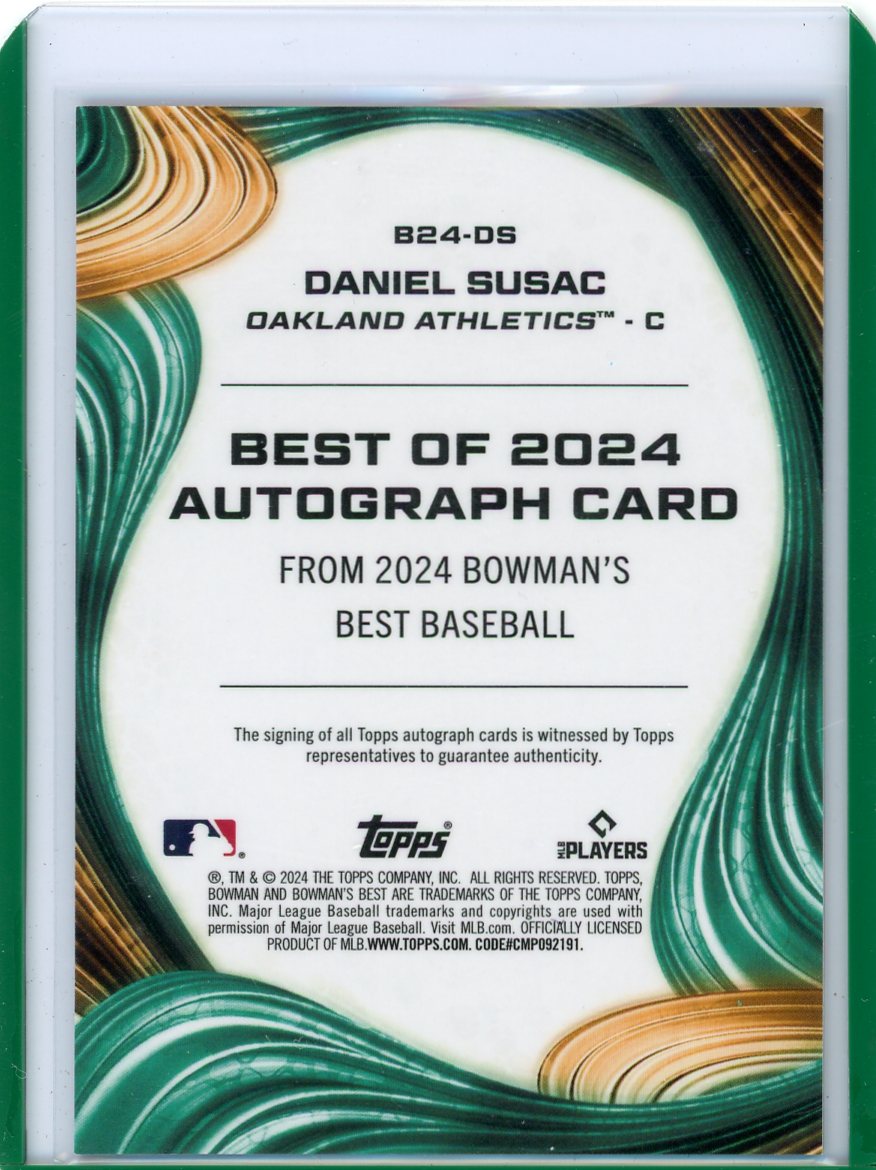 Daniel Susac 2024 Bowman's Best autograph prospect card orange ref. #'d 06/25