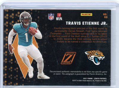 Travis Etienne Jr. 2021 Panini Zenith RPA #'d 100/125