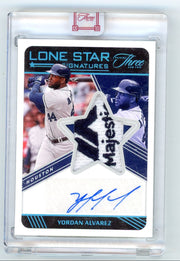Yordan Alvarez 2022 Panini Three & Two Baseball Lone Star Signatures Platinum #'d 1/1