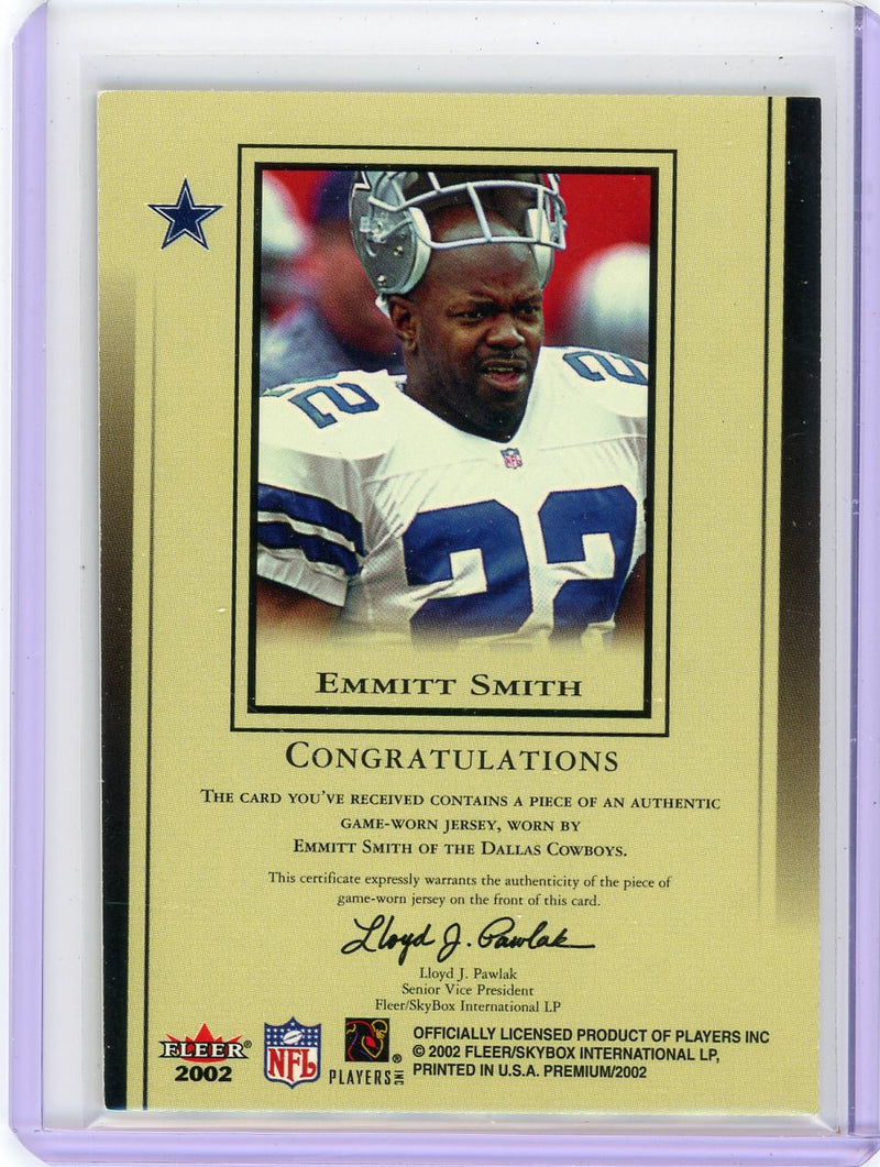 Emmitt Smith 2002 Fleer Premium All-Pro Team auth. game-used jersey relic