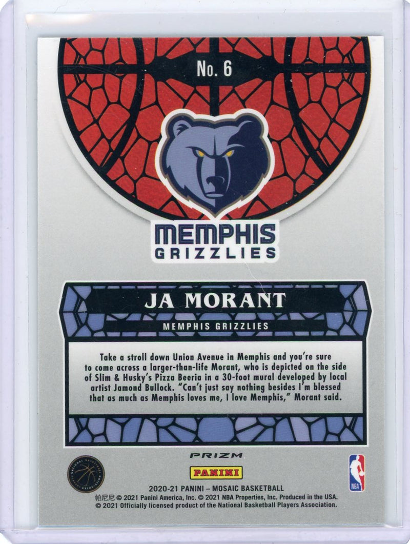 Ja Morant 2020-21 Panini Mosaic Stained Glass SSP