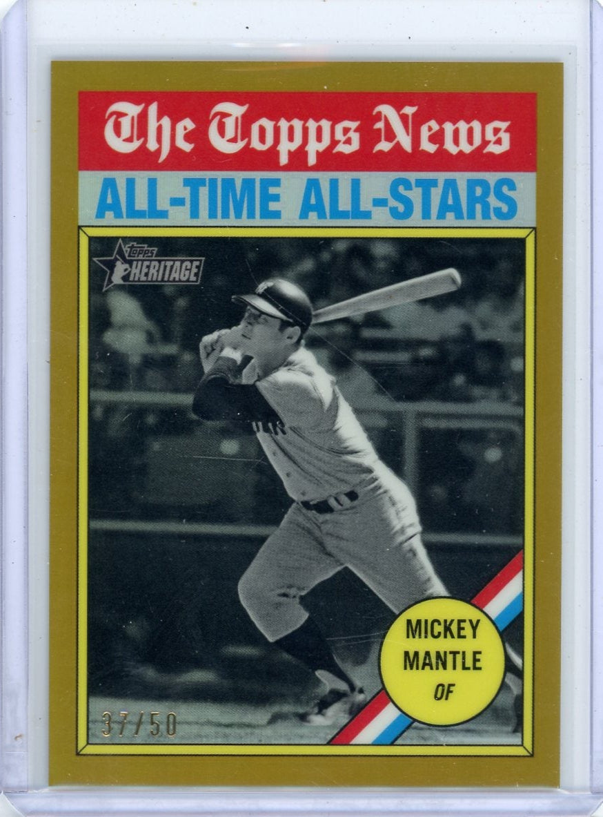 Mickey Mantle 2025 Topps Heritage All-Time All-Stars Gold Refractor #'d 37/50