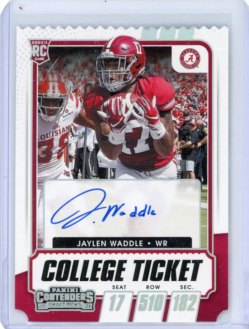 Jaylen Waddle 2021 Panini Contenders Draft Picks College Ticket Stub autograph rookie card 