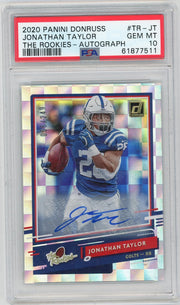 Jonathan Taylor 2020 Panini Donruss The Rookie Autograph #'d 065/100 PSA 10
