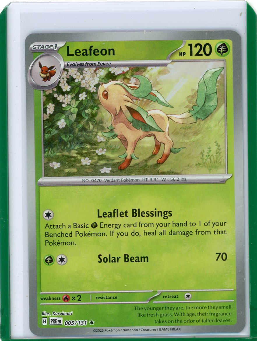 Leafeon 2025 Pokemon Prismatic Evolutions Master Ball rare holo 005/131