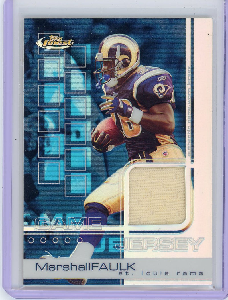 Marshall Faulk 2002 Topps Finest Game Jersey refractor auth. game-used jersey relic 