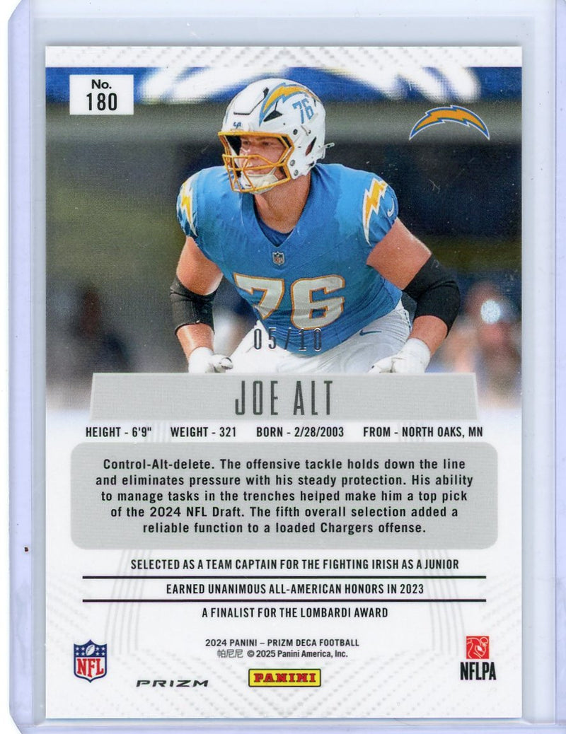 Joe Alt 2024 Prizm Deca Gold Prizm Rookie Card 