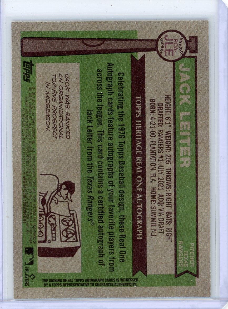 Jack Leiter 2025 Topps Heritage Real One Autograph