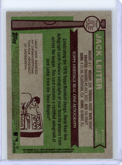 Jack Leiter 2025 Topps Heritage Real One Autograph