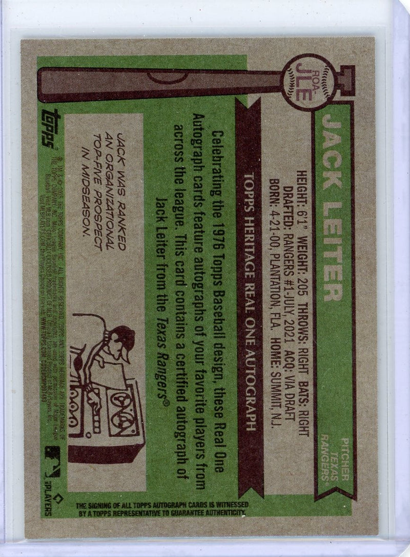 Jack Leiter 2025 Topps Heritage Real One Autograph