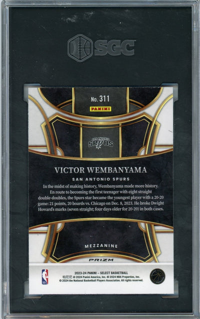 Victor Wembanyama 2023-24 Panini Select Mezzanine Blue Prizm Rookie SGC 10