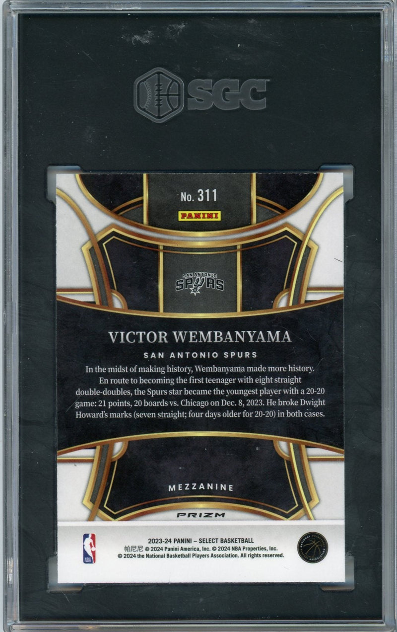 Victor Wembanyama 2023-24 Panini Select Mezzanine Blue Prizm Rookie SGC 10