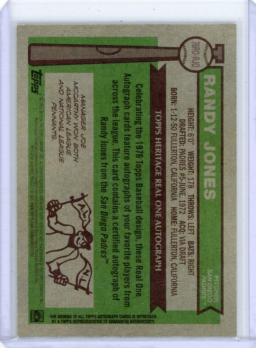 Mets Randy Jones Topps Randy Jones 2025 Topps Heritage Real One Autograph – Piece Of The Game