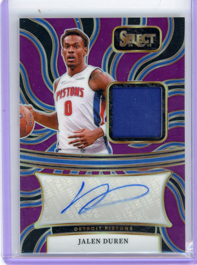 Jalen Duren 2024-25 Panini Select Autograph Materials Purple 