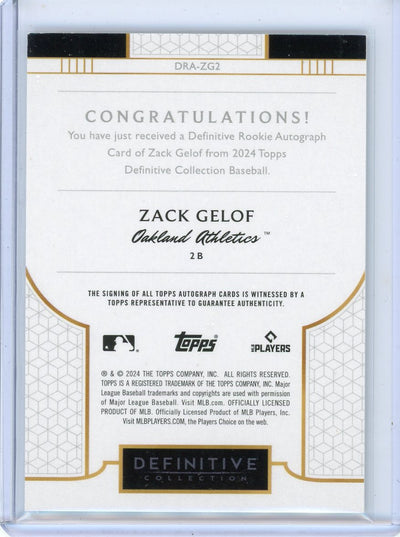 Zack Gelof 2024 Topps Definitive Collection Rookie Autograph #'d 04/50