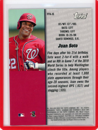 Juan Soto 2020 Bowman's Best Franchise Favorites atomic refractor