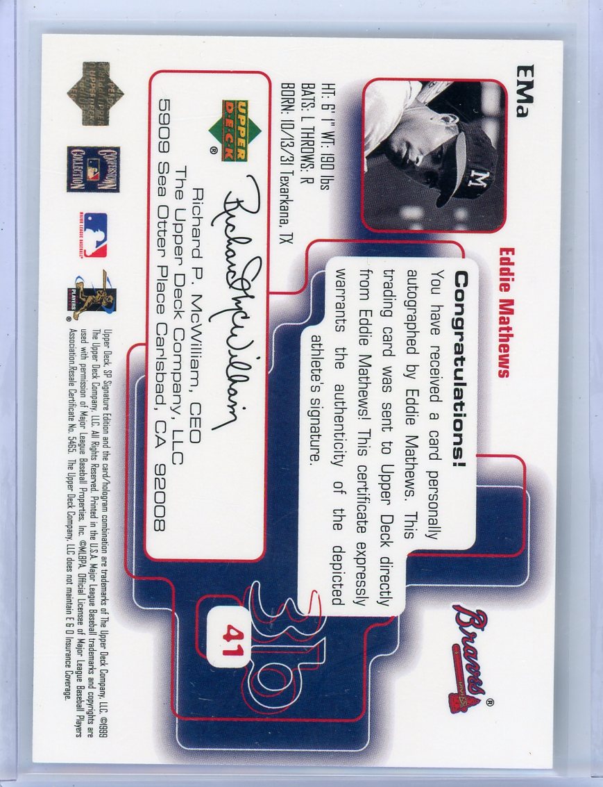 Eddie Mathews 1999 SP Signature Edition Autograph #EMa